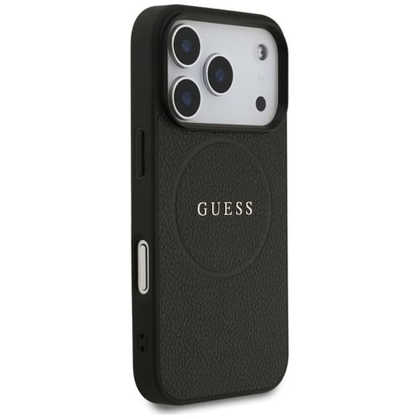 Guess-matkapuhelinkotelo iPhone 17 Pro MagSafe Grained Ring - Musta