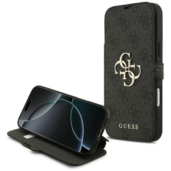 Guess iPhone 17 Pro Plånboksfodral Metal Logo - Svart