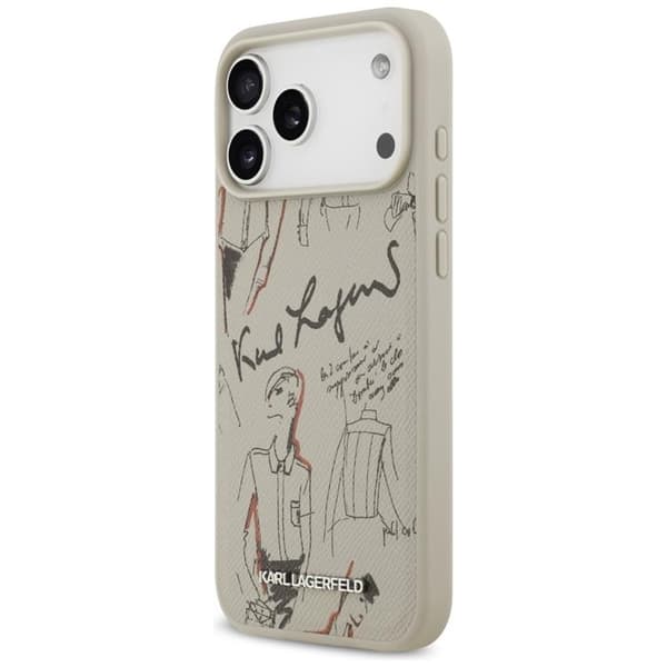 Karl Lagerfeld Mobilcover til iPhone 17 Pro Max MagSafe Grained Pattern Logo Grå