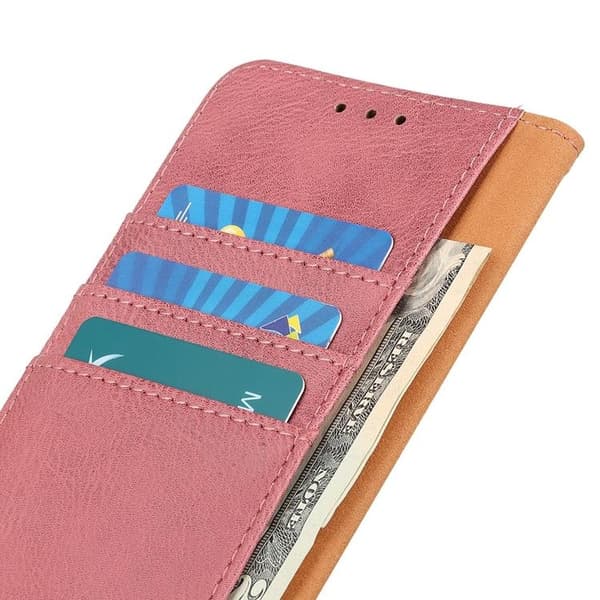 KHAZNEH Textured PU Läder Plånboksfodral Xiaomi 12 Pro - Rosa