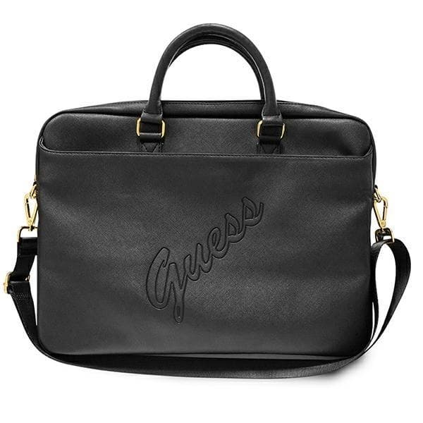 Guess Saffiano Script Väska Notebook 16'' - Svart