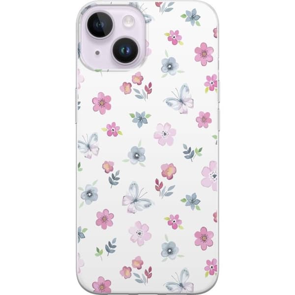 Taske til Apple iPhone 14 Plus med blomster og sommerfugle