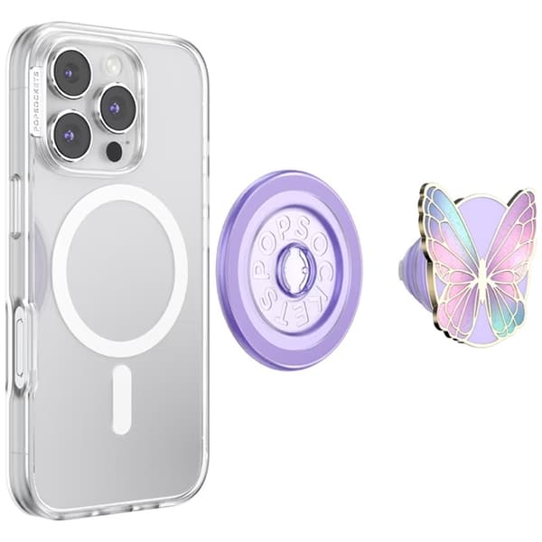 PopSockets MagSafe Pop-up-pidike ja jalusta Emaliperhonen Prisma - Laventeli