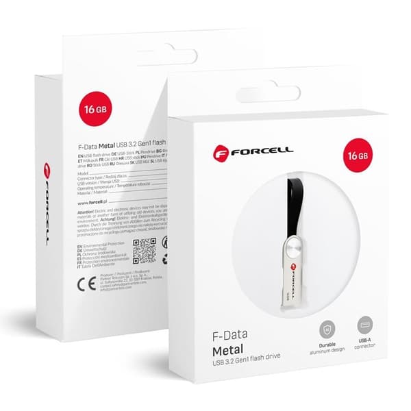 Forcell Pendrive 16GB USB 3.2 Gen 1 USB-A F-Data Metal - Silver