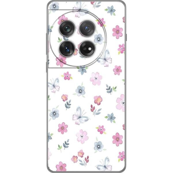 Taske til OnePlus 12 med blomster og sommerfugle