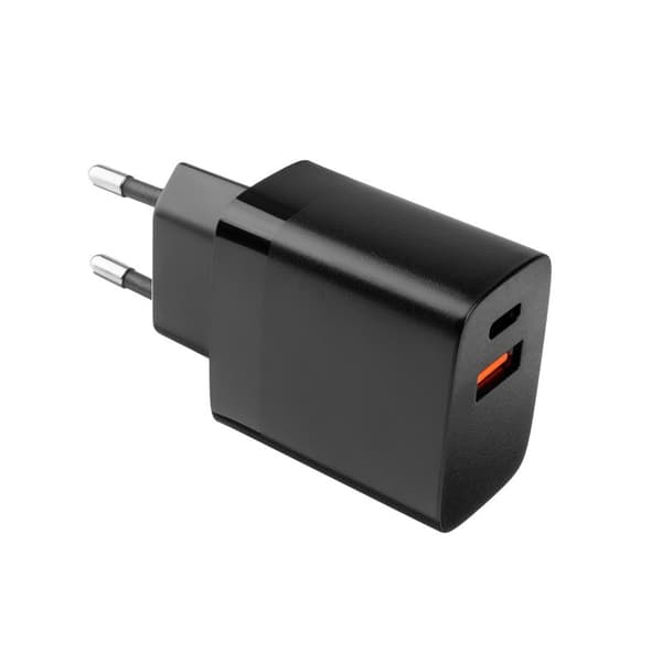 FIXED Hemladdare 2x USB-A 17W/USB-C kabel 1m Svart