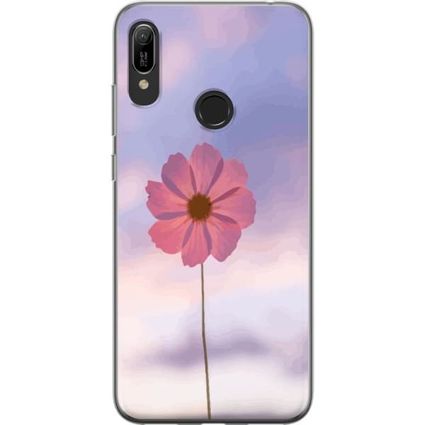 Mobiletui til Huawei Y6 (2019) med Lyserød Blomst