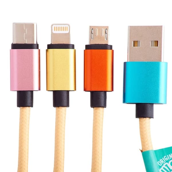 SQUISH Opladningskabel 1.2m Leonard 3in1 USB-C/Micro/Lightning