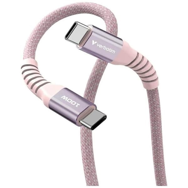 Verbatim USB-C–USB-C 100W -kaapeli 1.2m Sync & Charge 31857 - Pinkki