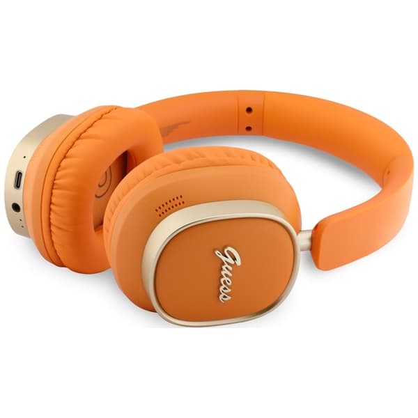 Guess On-Ear Kuulokkeet Bluetooth ENC Rectangle Metal Script - Oranssi