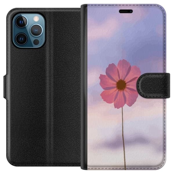Pung Taske til Apple iPhone 12 Pro Max med Lyserød Blomst