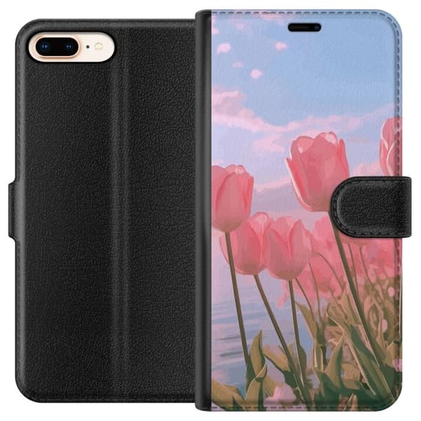 Apple iPhone 7 Plus Pung Taske med Lyserøde Tulipaner