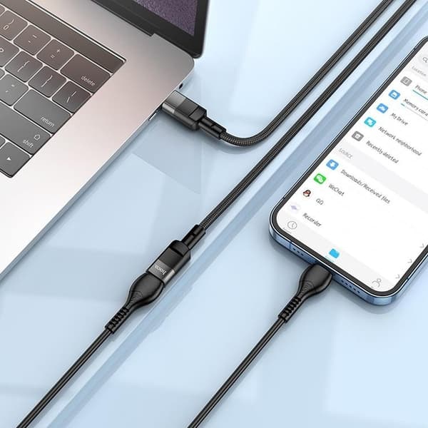 HOCO USB-C - USB-C 3A Kaapeli 1.2m U107 Jatko - Musta