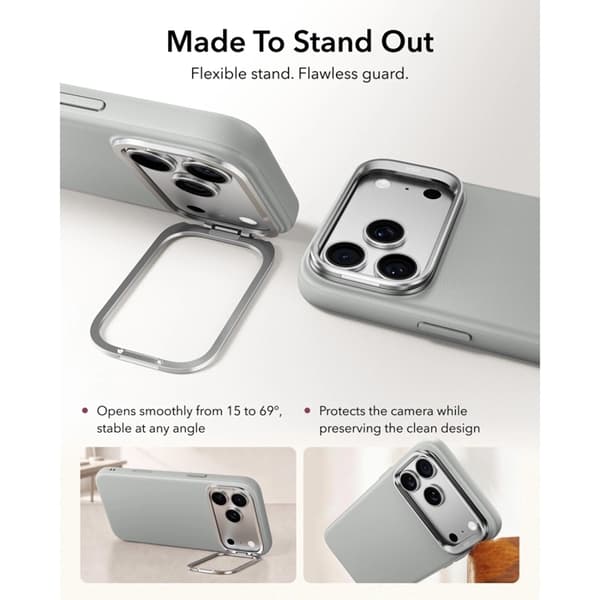 ESR Mobilcover Til iPhone 18 Pro/17 Pro Magsafe Læder Kickstand - Grå