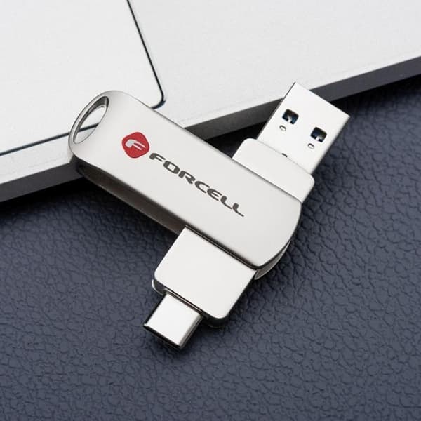 Forcell Pendrive 128GB USB 3.2 Gen 1(USB-A/USB-C) - Silver