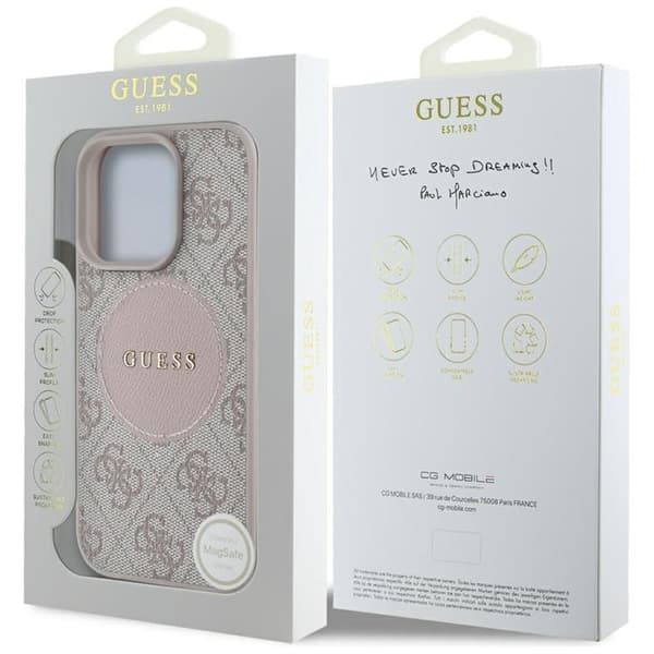 Guess telefontaske til iPhone 16 Pro MagSafe 4G Circle - Lyserød
