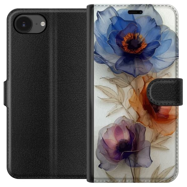 Plånboksfodral till Apple iPhone 16e med Silkesblommor