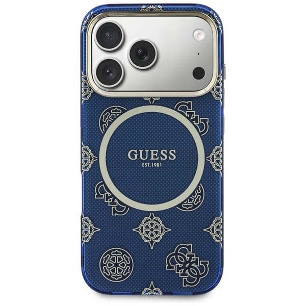 Guess Mobilskal För iPhone 17 Pro Max MagSafe IML Peony Dot - Blå