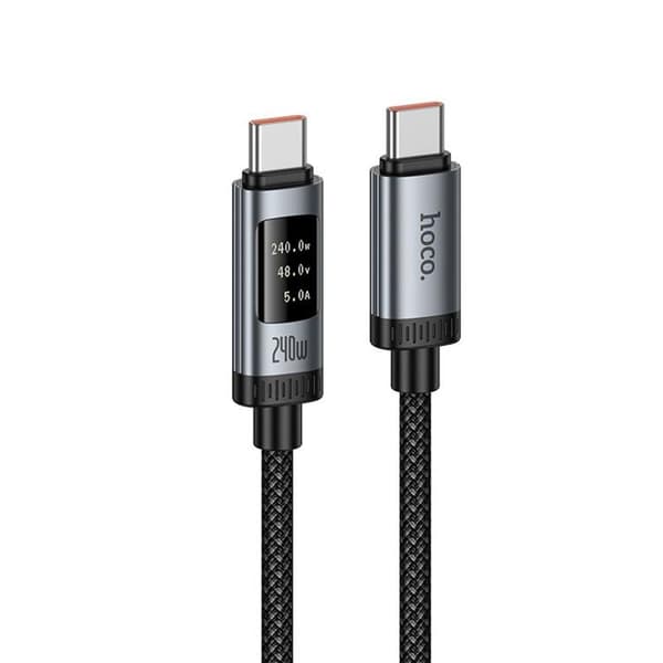 HOCO USB-C til USB-C 240W Kabel 6A 1.2m med Display U148 - Sort