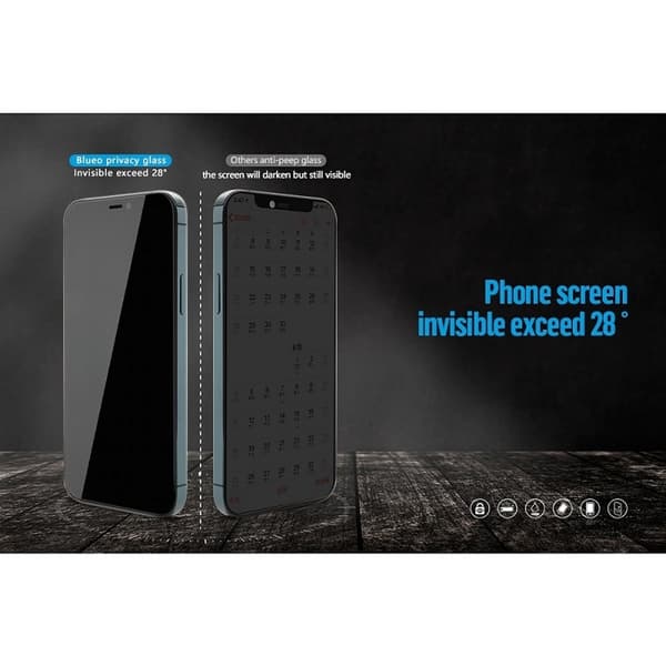 BlueO iPhone 16 Pro Max Karkaistu lasinen näytönsuoja 5D Mr Monkey Privacy