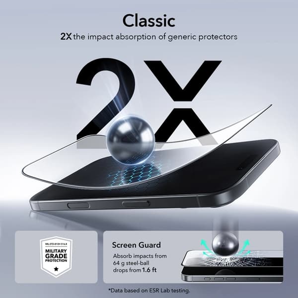 ESR [2-Pack] iPhone 17 Pro Härdat Glas Skärmskydd - Clear