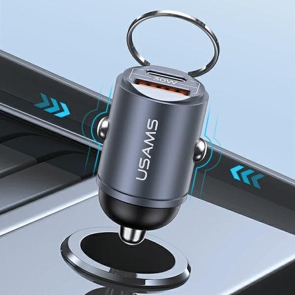 USAMS C38 Biloplader 30W 1xUSB-A 1xUSB-C - Lilla
