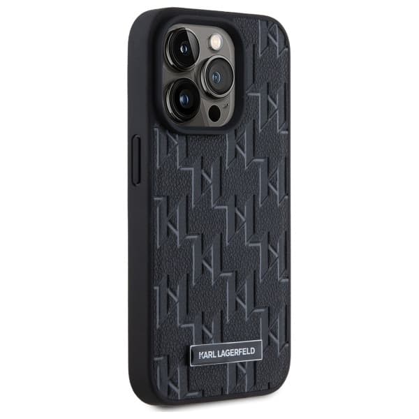 Karl Lagerfeld iPhone 15 Pro MagSafe Læder Monogram Sort