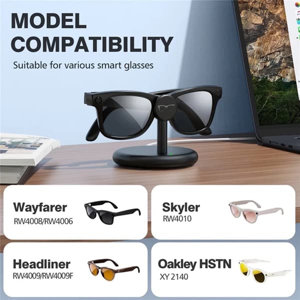 Opladningsstativ AR Smart Briller Til Ray-Ban Meta - Sort