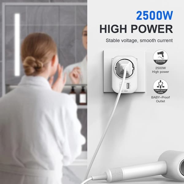 Tech-Protect Rejseadapter UK til EU TA100 - Hvid