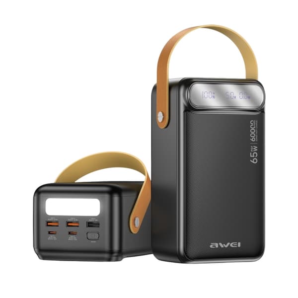 Awei Powerbank 60000mAh 65W 2xUSB-C 2xUSB-A PA-82 - Musta