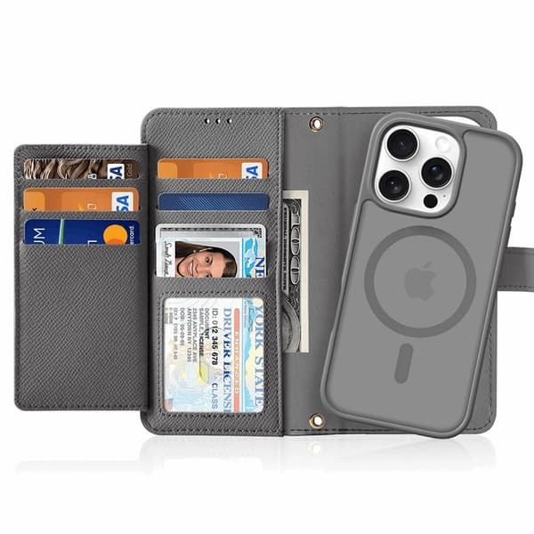 Dux Ducis iPhone 16 Pro Plånboksfodral Lawa Läder - Grå