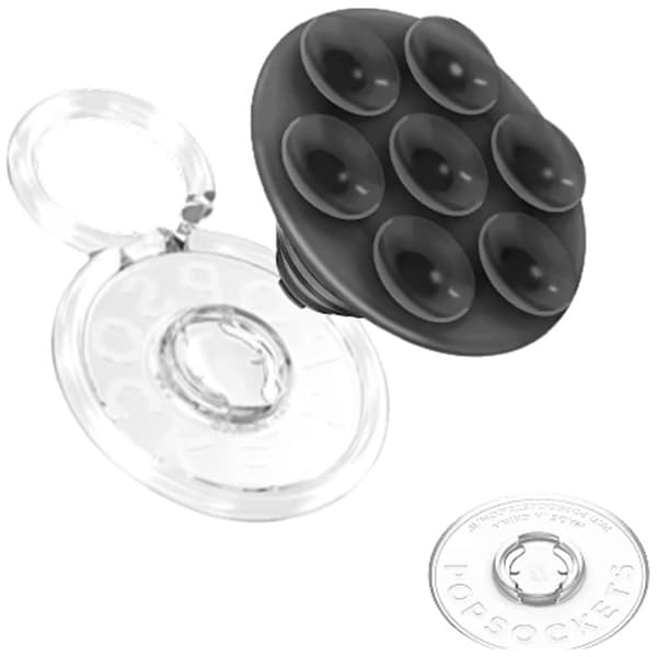 PopSockets PopTop Translucent Suck-Up -matkapuhelinpidike ja -jalusta - Musta