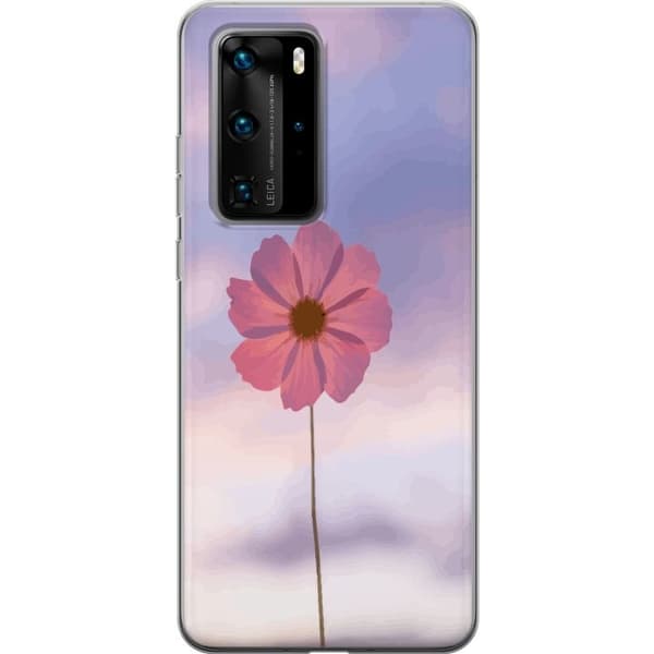 Mobiletui til Huawei P40 Pro med Lyserød Blomst