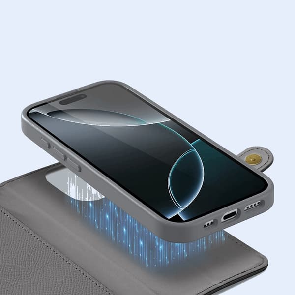 Dux Ducis iPhone 16 Pro Max Plånboksfodral Lawa Läder - Grå