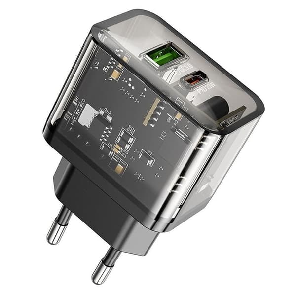 Hoco Hurtigoplader PD 20W USB-A USB-C QC3.0 3A N34 - Sort