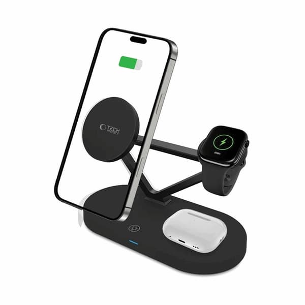 Tech-Protect 3-i-1 trådløs oplader iPhone Apple Watch AirPods -
