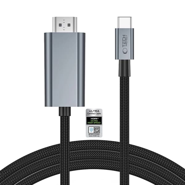 Tech-Protect USB-C till HDMI 2.1  Kabel 2m - Iron Grå