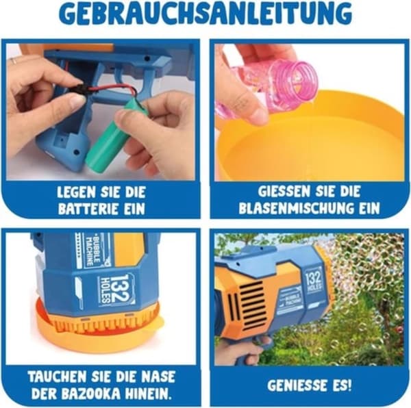 Bazooka Bubble® Blå Raketformet Boblemaskine til Børn