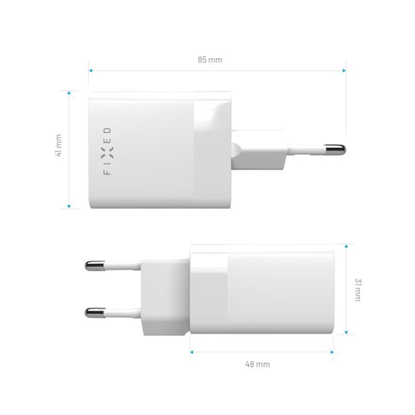 FIXED Super Hurtig Mini Hjemmeoplader 45W USB-C PD+USB-A Hvid