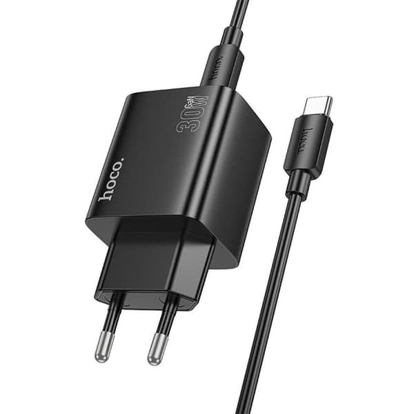 Hoco Hurtigoplader PD 30W 2xUSB-A 2xUSB-C QC3.0 3A med USB-C Kabel N56 - Sort
