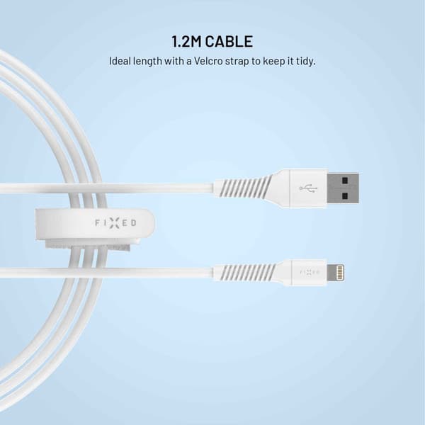FIXED LIQUID silikonekabel USB-A/Lightning 1.2m Hvid