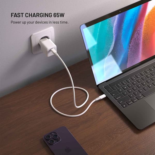 FIXED Super Snabb Mini Hemladdare USB-C PD 65W Vit
