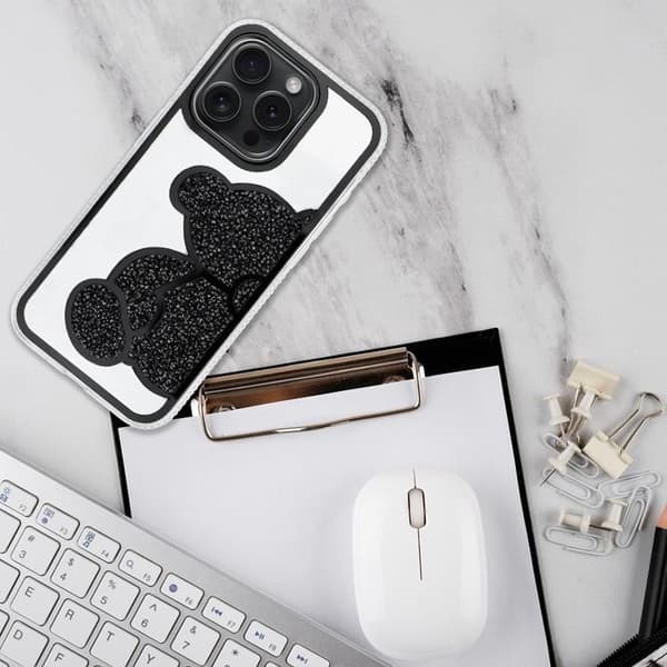 Telefontaske til iPhone 15 Pro Bamse - Sort