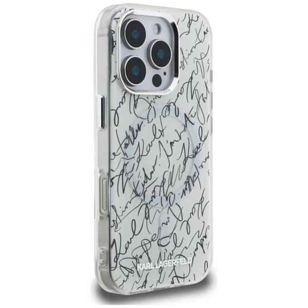 Karl Lagerfeld Mobilskal till iPhone 16 Pro Max MagSafe IML Karl Script - Vit