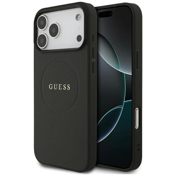 Guess Mobilskal till iPhone 17 Pro Max MagSafe Grained Ring - Svart