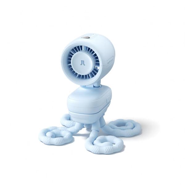 Jisulife Mini Børneventilator 5000 mAh til Barnevogn med Tripod Fan 4 - Blå