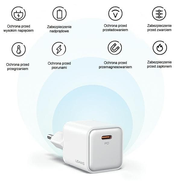 USAMS Vægoplader 1xUSB-C PD30W 3A PD3.0 X-RON-serie CC186TC - Sort