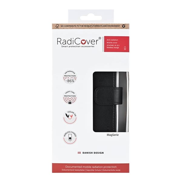 Radicover iPhone 16 Pung Taske RFID Strålebeskyttelse - Sort