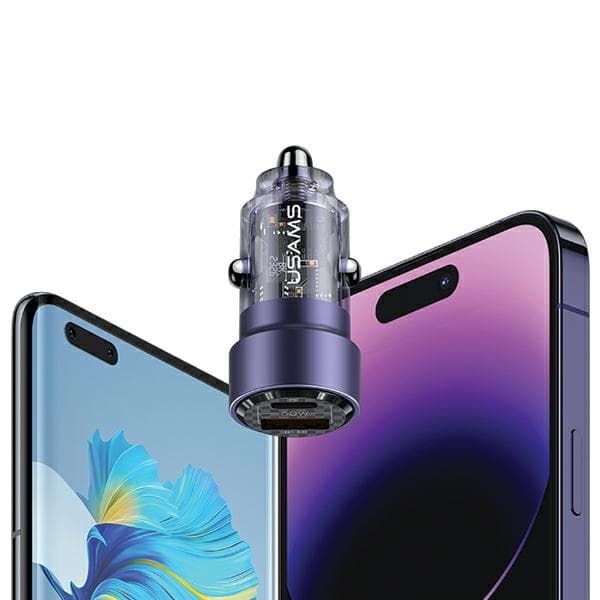 USAMS C39 Biloplader 60W 1xUSB-A 1xUSB-C - Sort