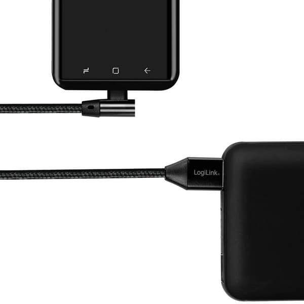LogiLink USB-C–USB-A-kaapeli kulmikas 2.0 Max 3A 1m